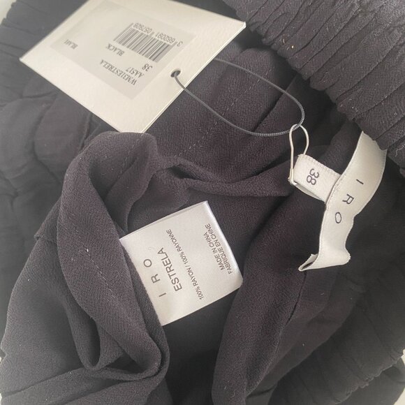 NWT IRO Black Asymmetric Draped Mini Pull On Skirt Size FR 38 S M MSRP $245 - Picture 9 of 11